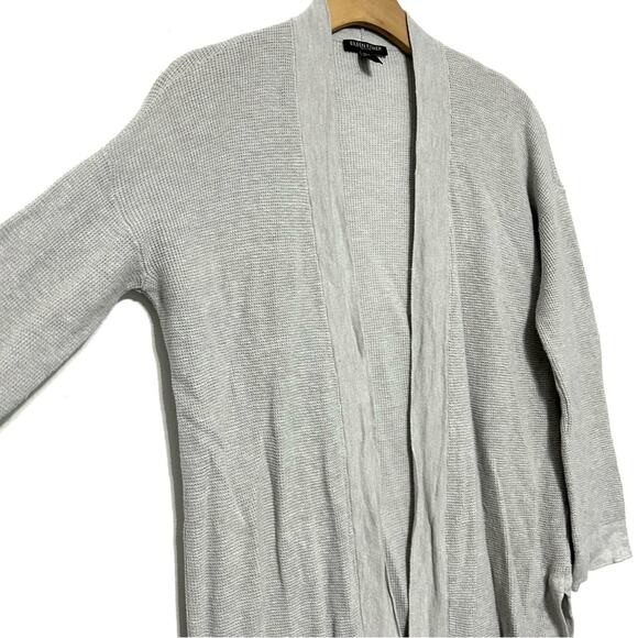 Eileen Fisher Grey Open Cardigan Long Sweater Organic Cotton Old Money Silk S-p - Picture 3 of 9